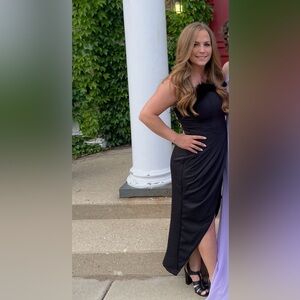 Feather Trim Overlay Midi Dress